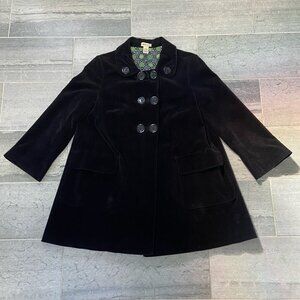 Elevenses by Anthropologie Black Velour Swing Pea Coat Jacket Size 8